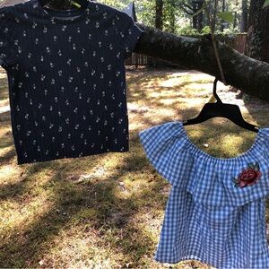 Ambiance Blue and Wonder Nation Grey Floral Kids/Teens Tees Set